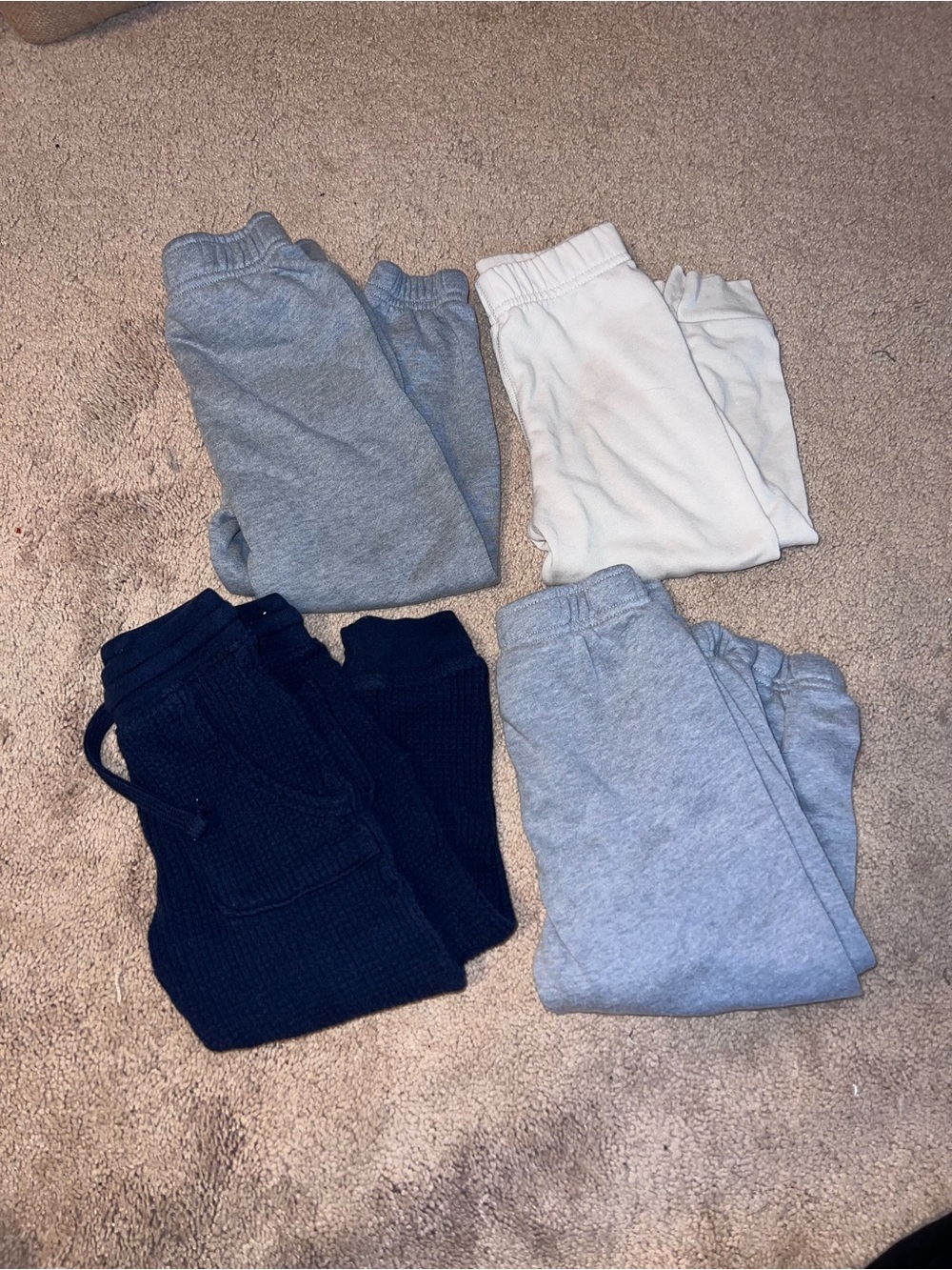 Kids Cotton Blend Jogger Pants - Gray, White, Navy